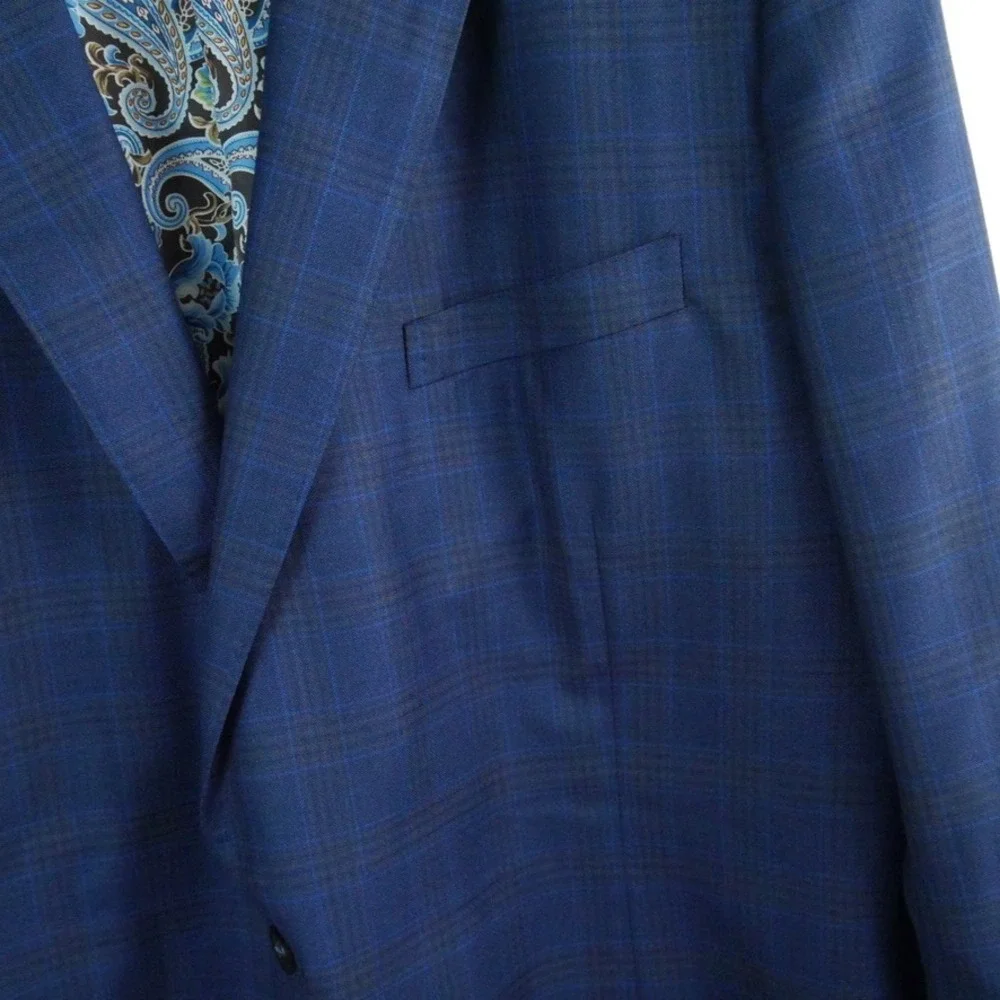 Balani Reda 1865 Milano Blue Plaid Wool Sport Coat Blazer 46L ? 49 x 32 Jacket
